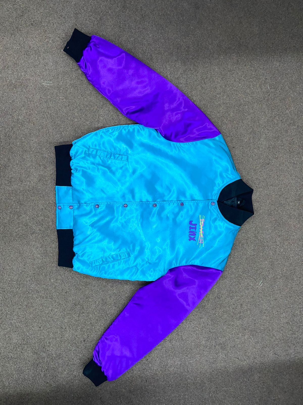 Jinx inspired satin bomber jacket
