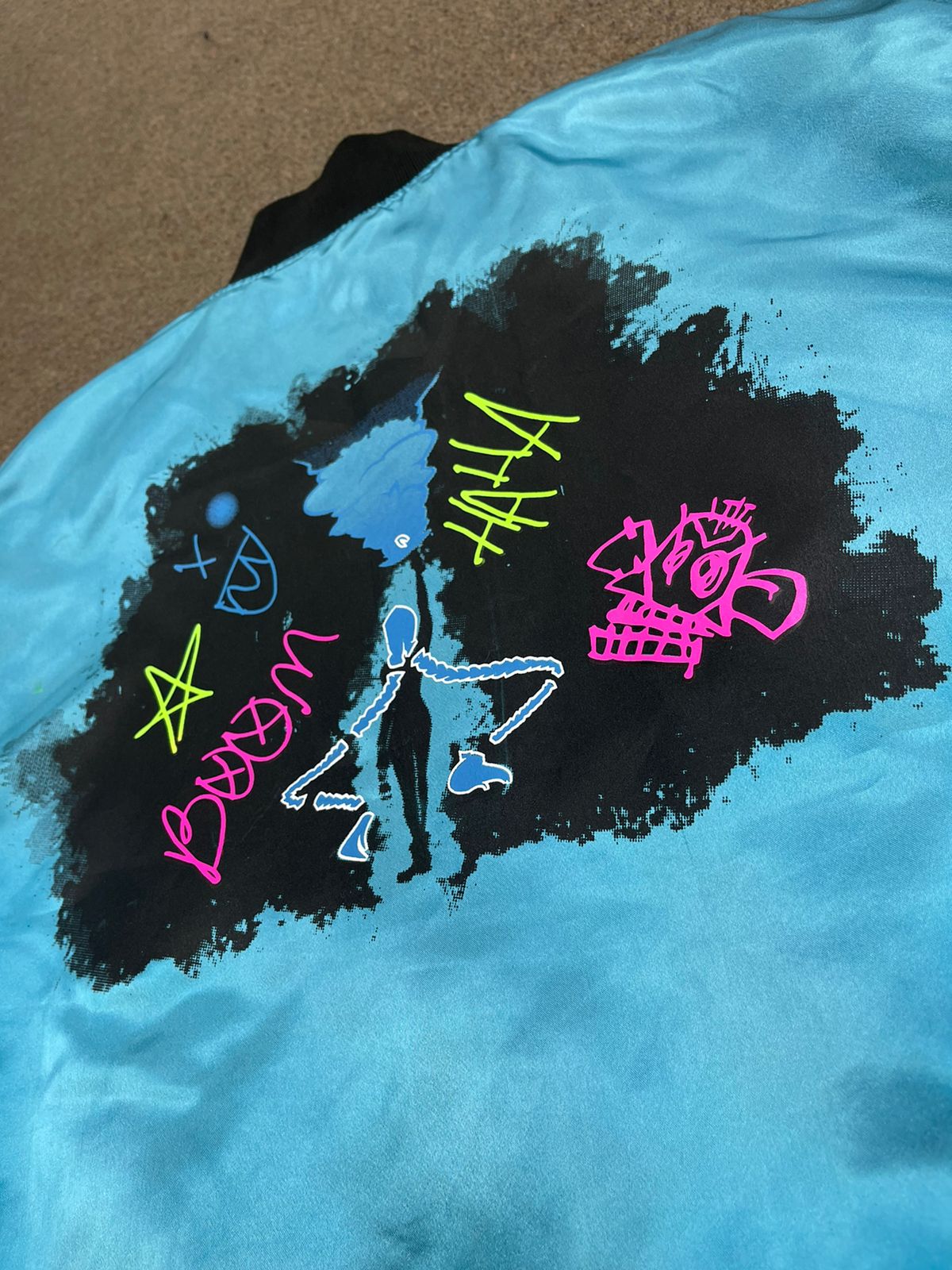 Jinx inspired satin bomber jacket