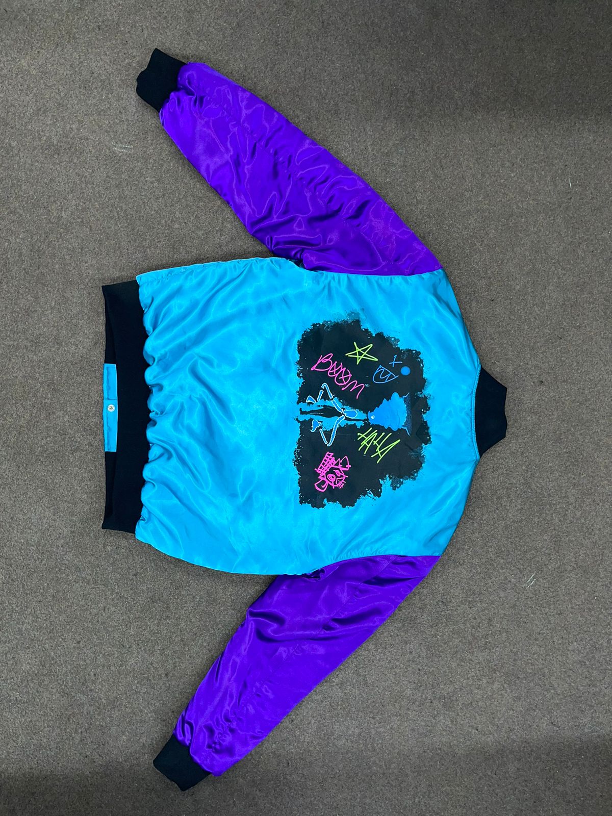 Jinx inspired satin bomber jacket