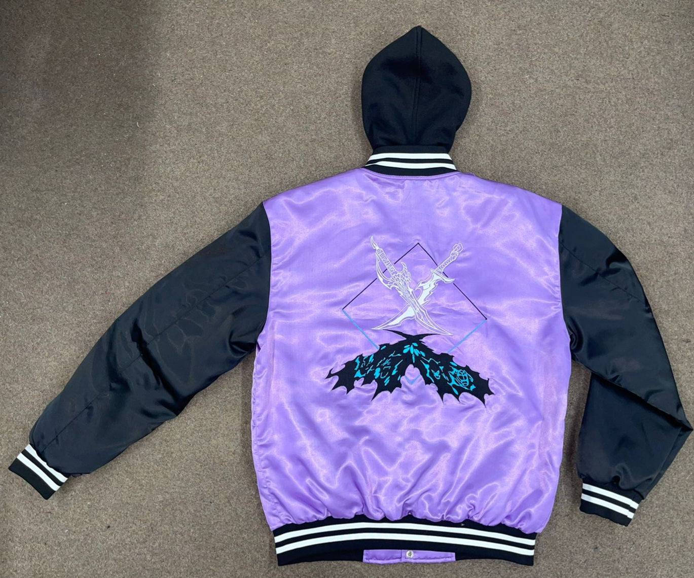 Solo leveling inspired satin bomber jacket