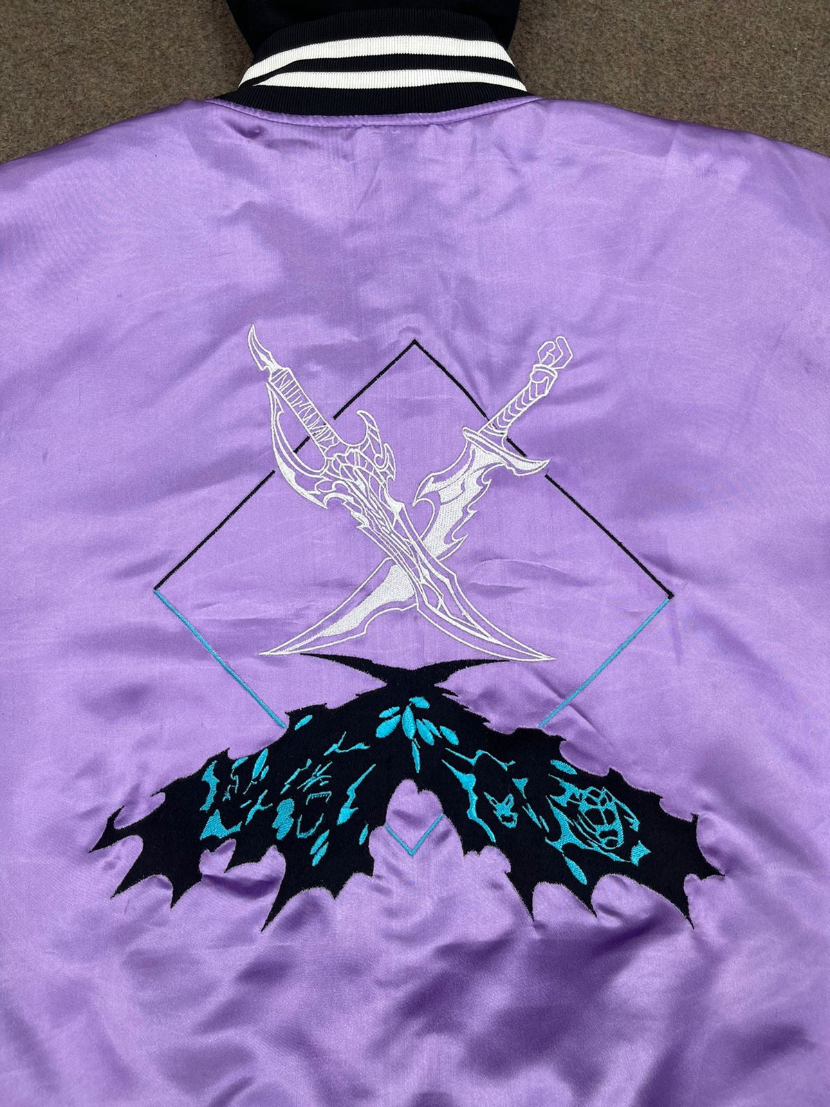 Solo leveling inspired satin bomber jacket