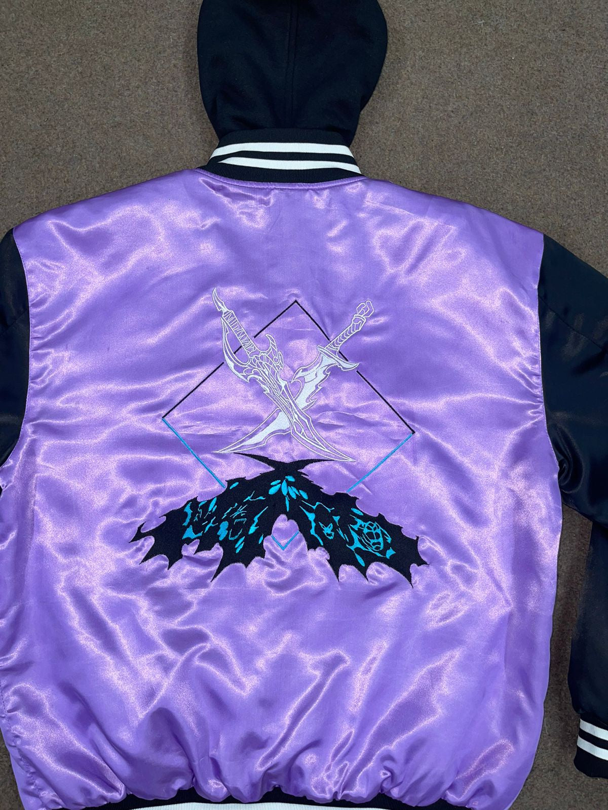 Solo leveling inspired satin bomber jacket