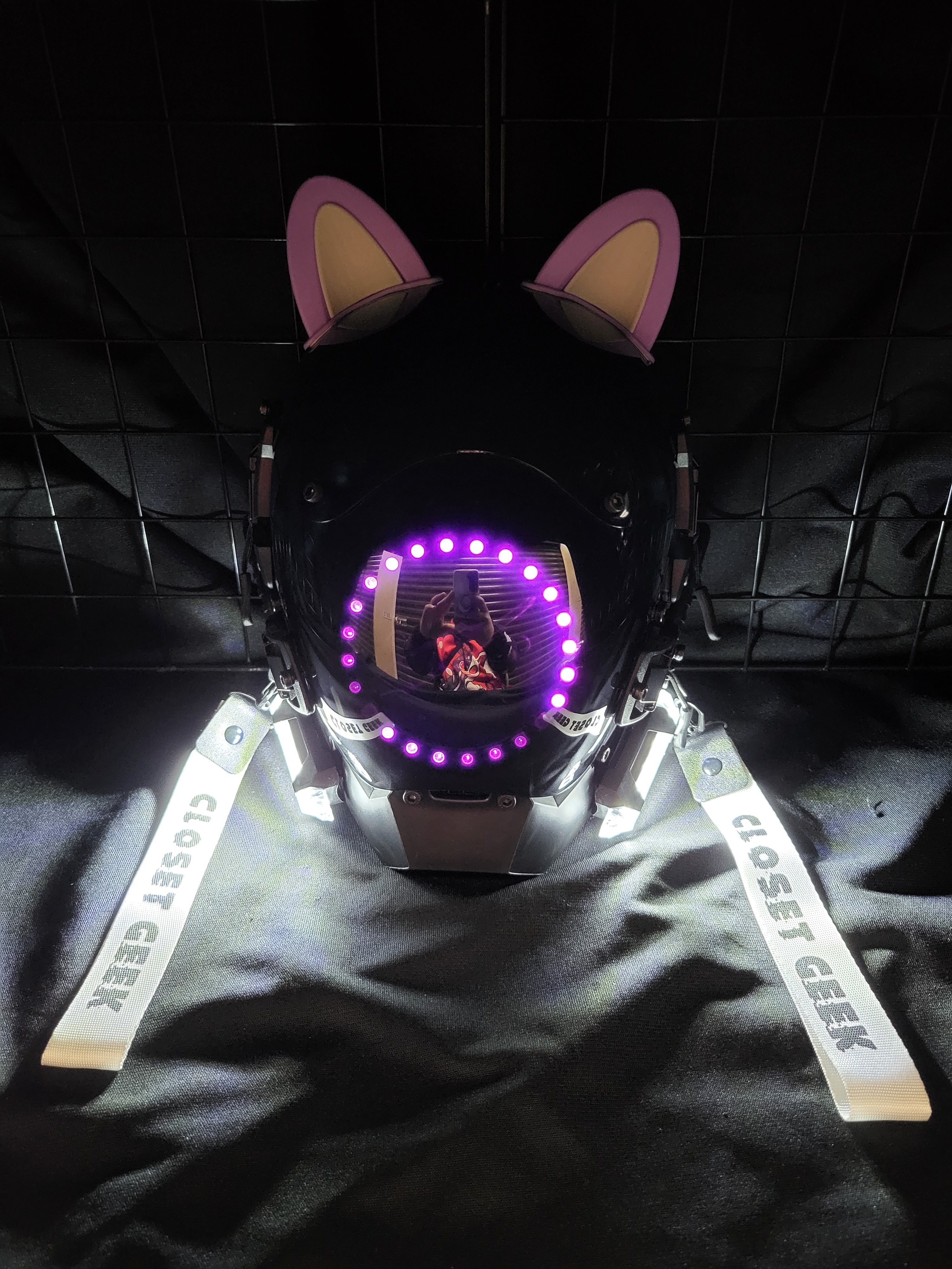 L.e.d cyber helmet with cat ears