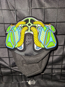 Sound activated blue green gas mask mask