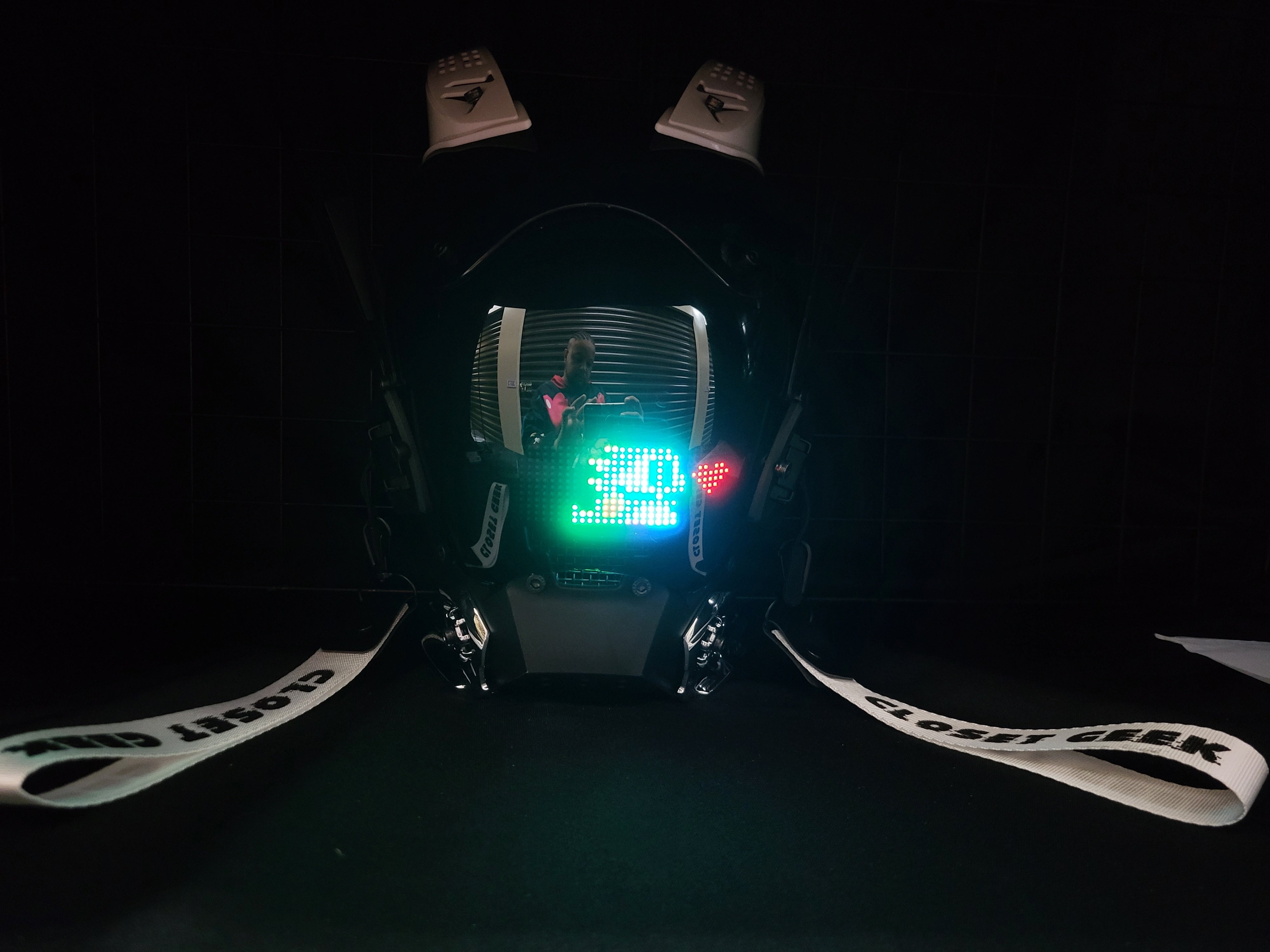 Programmable Led Helmet L.e.d programmable cyber helmet with fins – Closetgeekllc