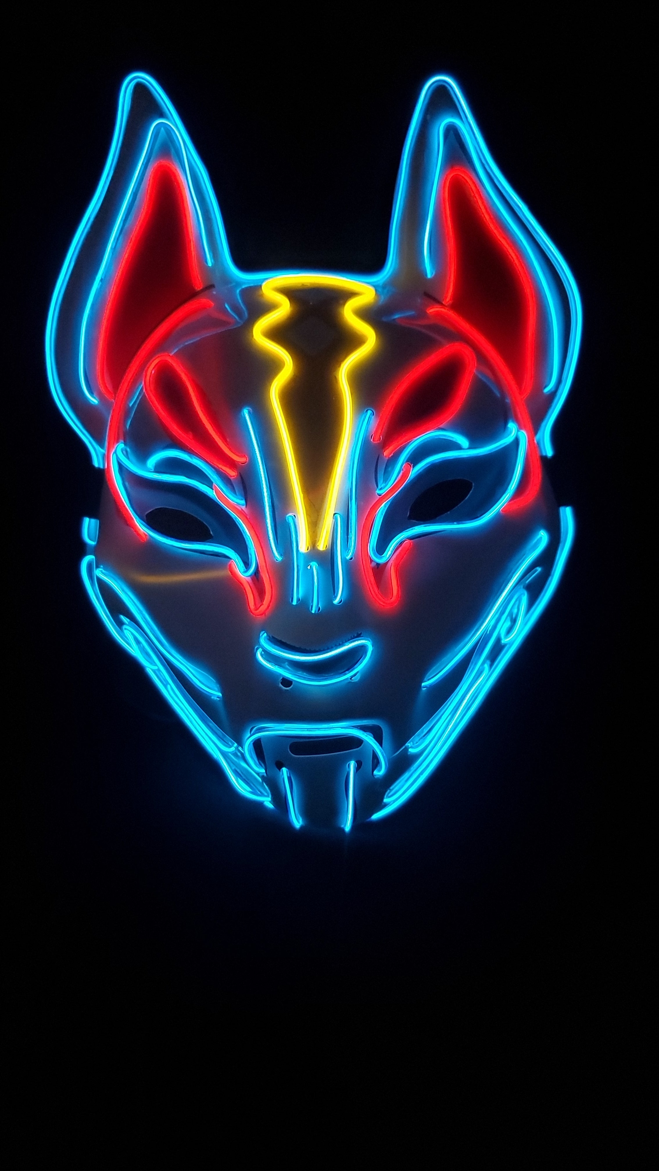 Fortnite drift fox light up cosplay mask blue with red