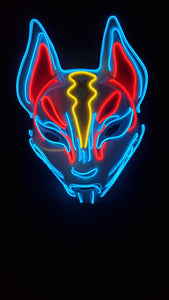 Fortnite drift fox light up cosplay mask blue with red
