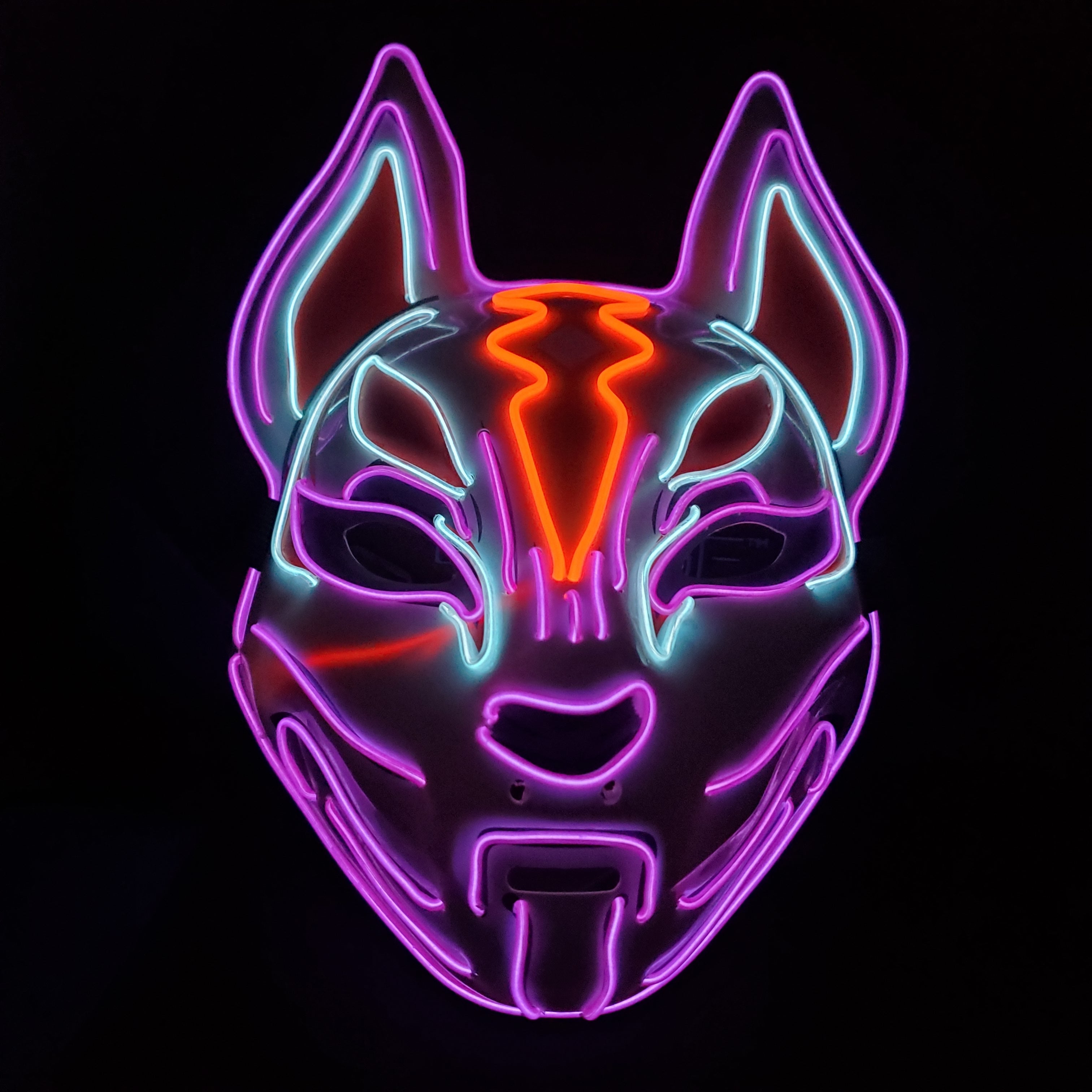 Fortnite drift fox light up cosplay mask purple with red