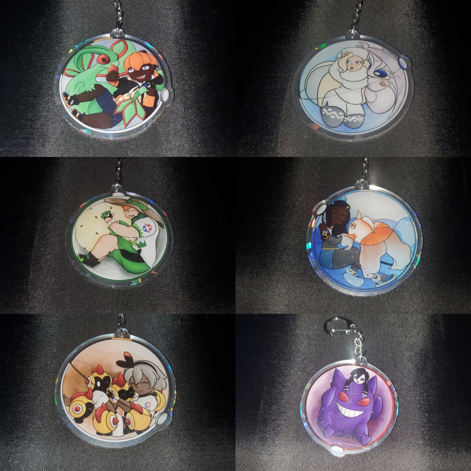 Pokemon and trainers 2 sided keychain set