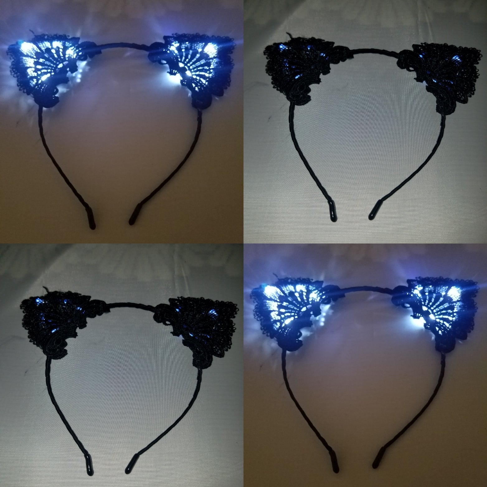 Black with white lace cat ear