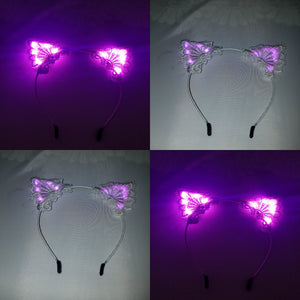 White with pink lace cat ears